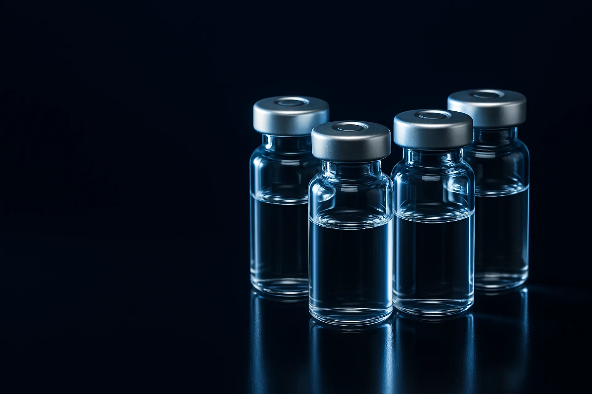 Pharmaceutical vials on dark background